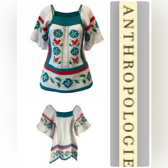 Seen Worn Kept Anthropologie Embroidered Tunic Blouse 2